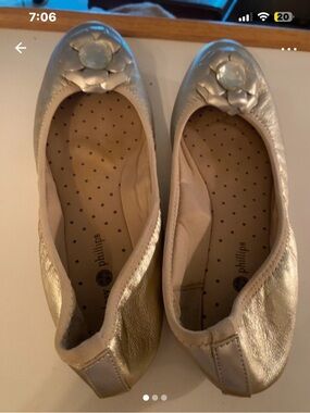 Lindsay Phillips Interchangeable Snap Ballet Flat Gold Flats